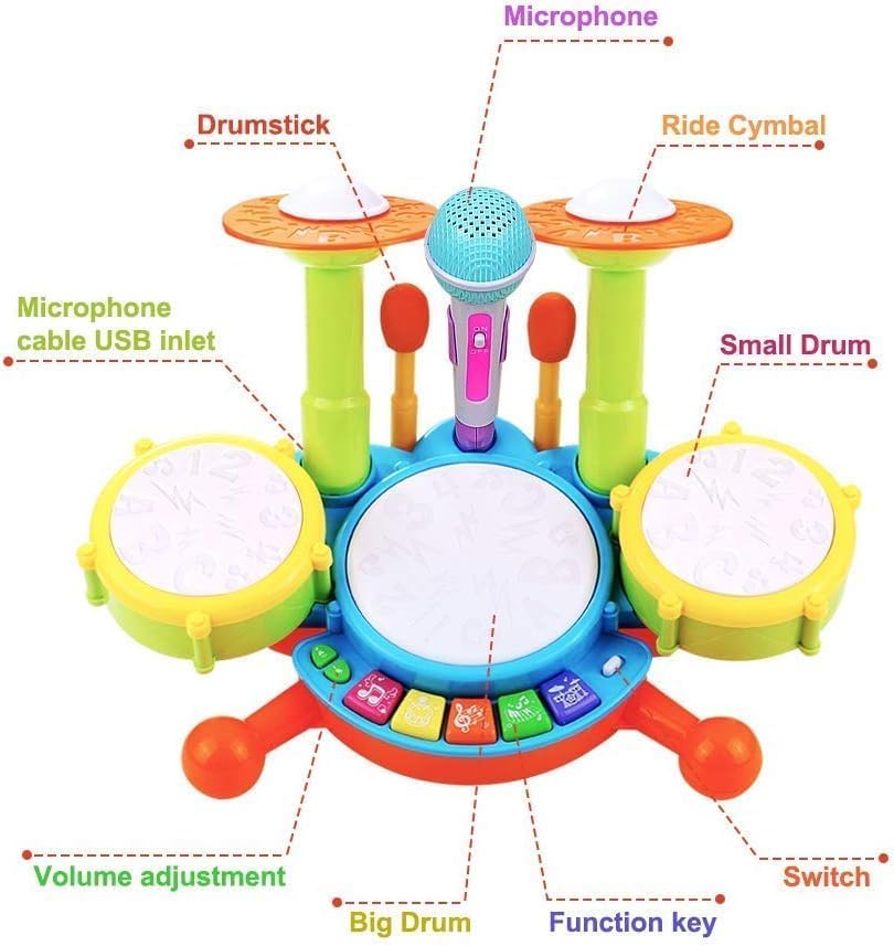 Drum Set for Toddlers with microphone