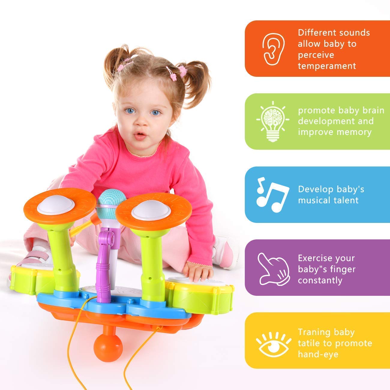 Drum Set for Toddlers with microphone
