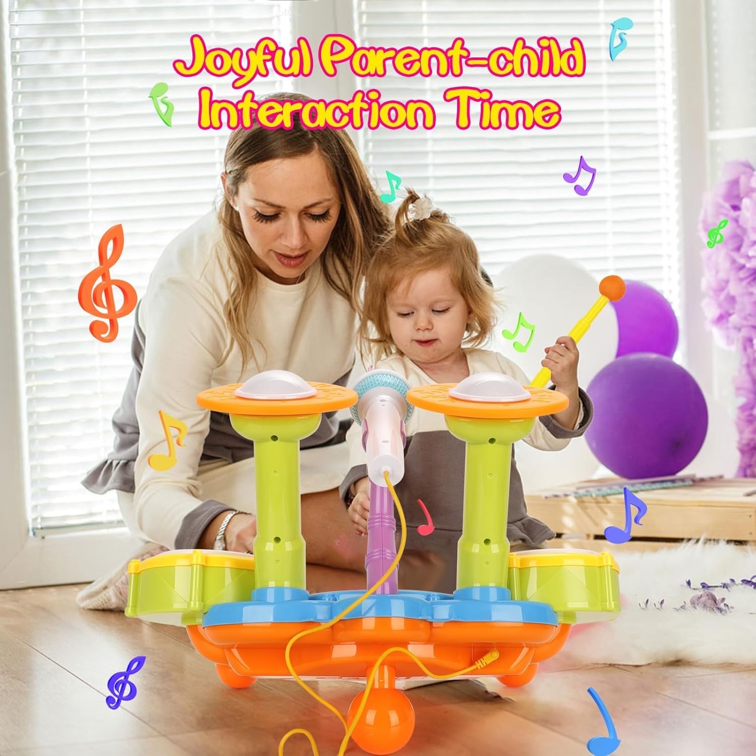 Drum Set for Toddlers with microphone