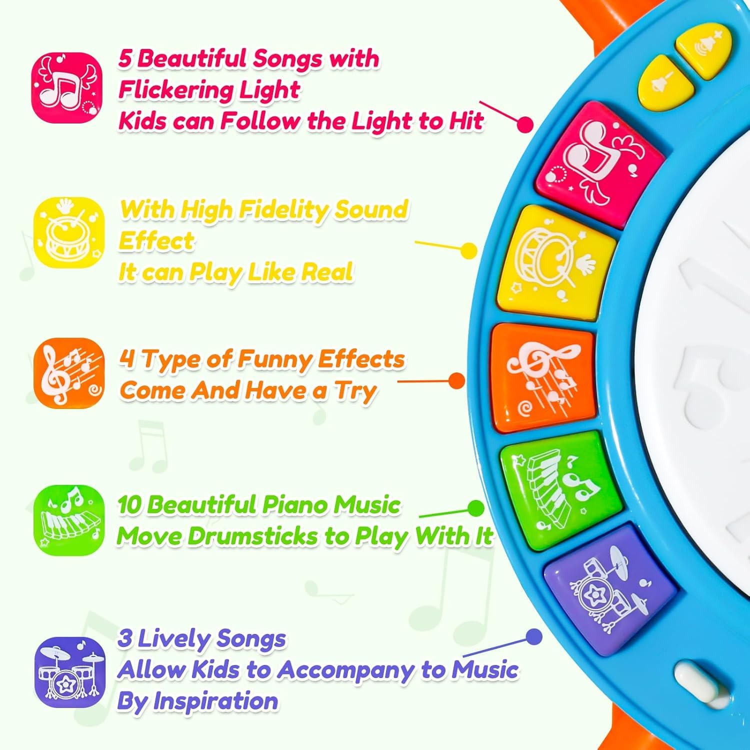 Drum Set for Toddlers with microphone