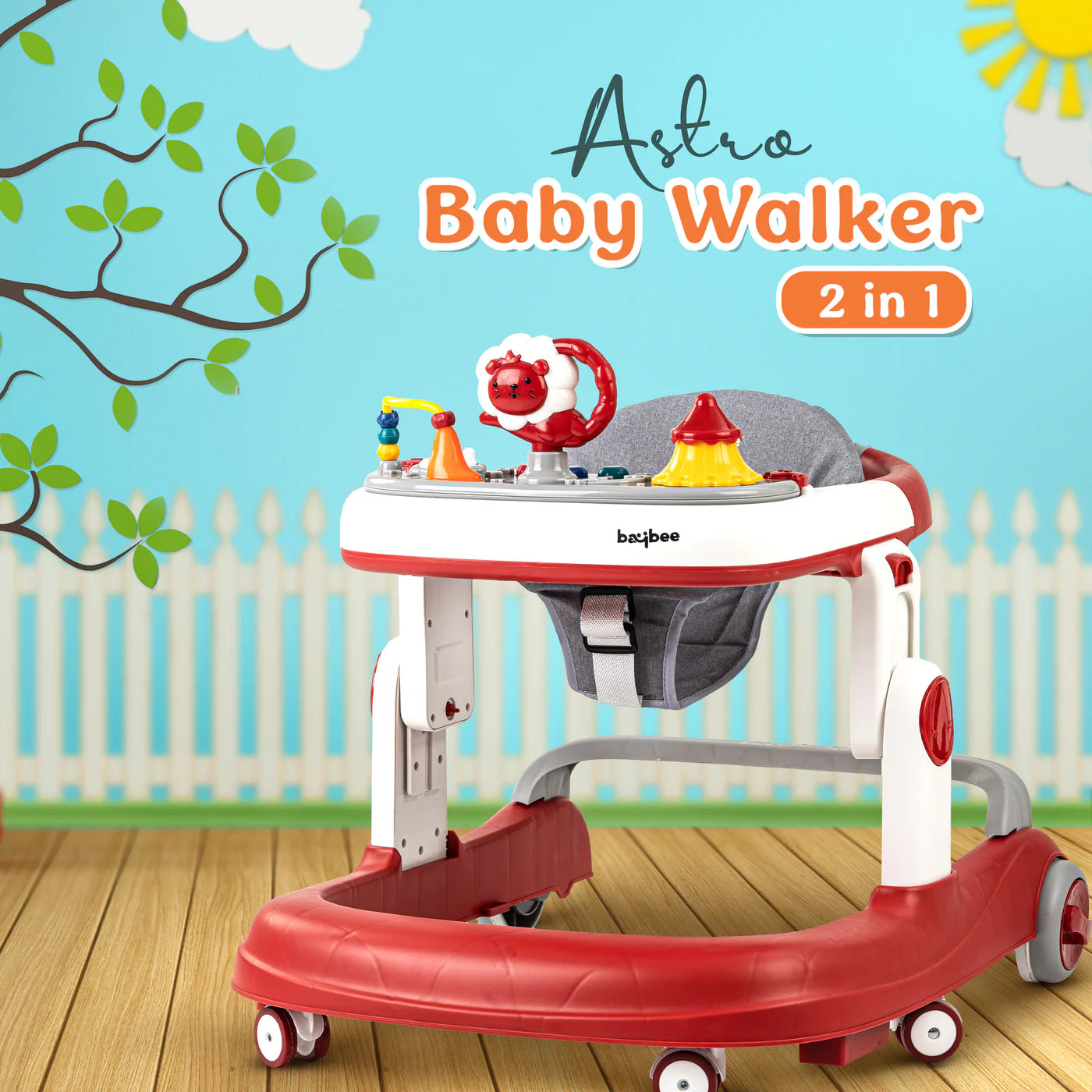 Astro Walker With 3 Adjustable Height and Musical Toy (RED)