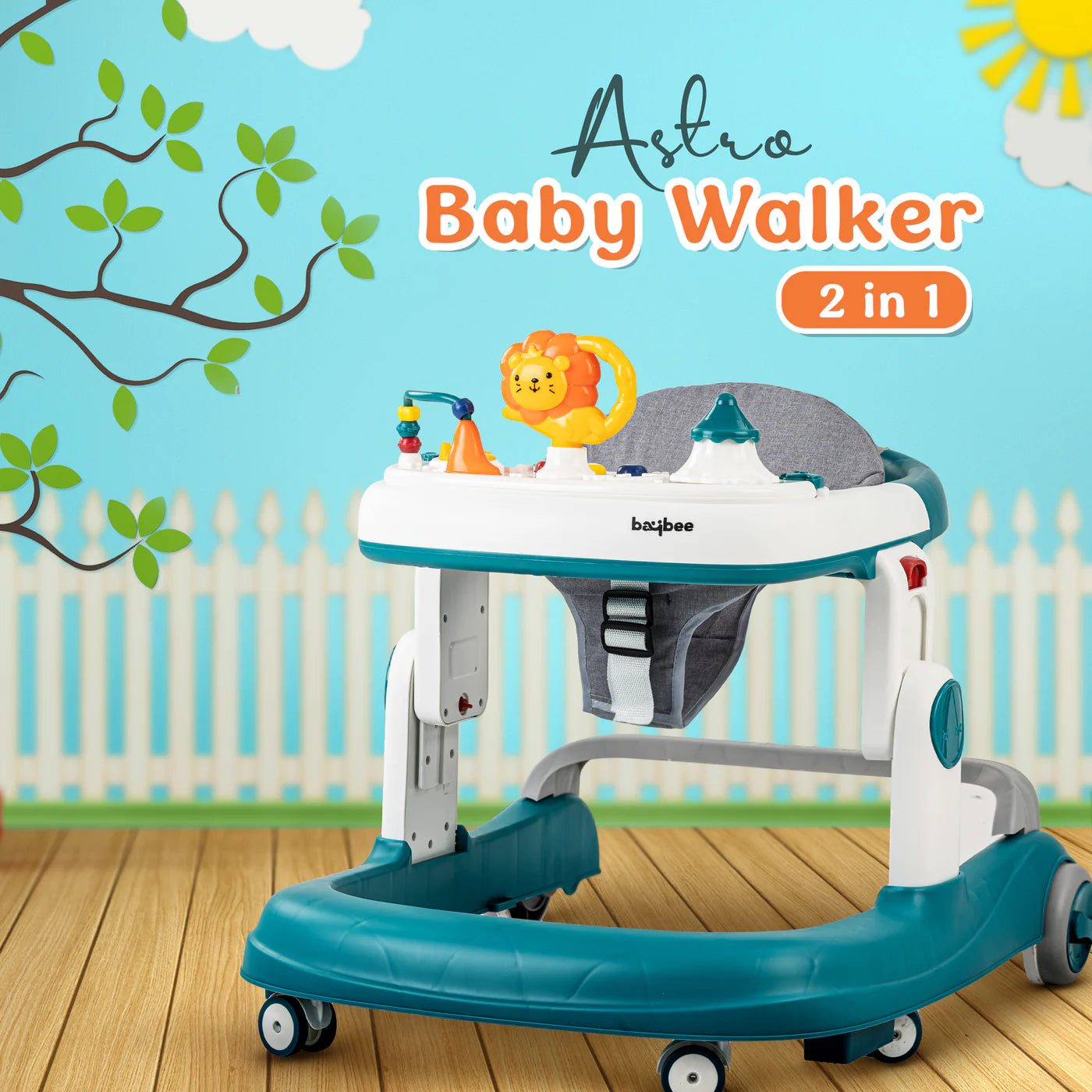 Astro Walker With 3 Adjustable Height and Musical Toy (GREEN)