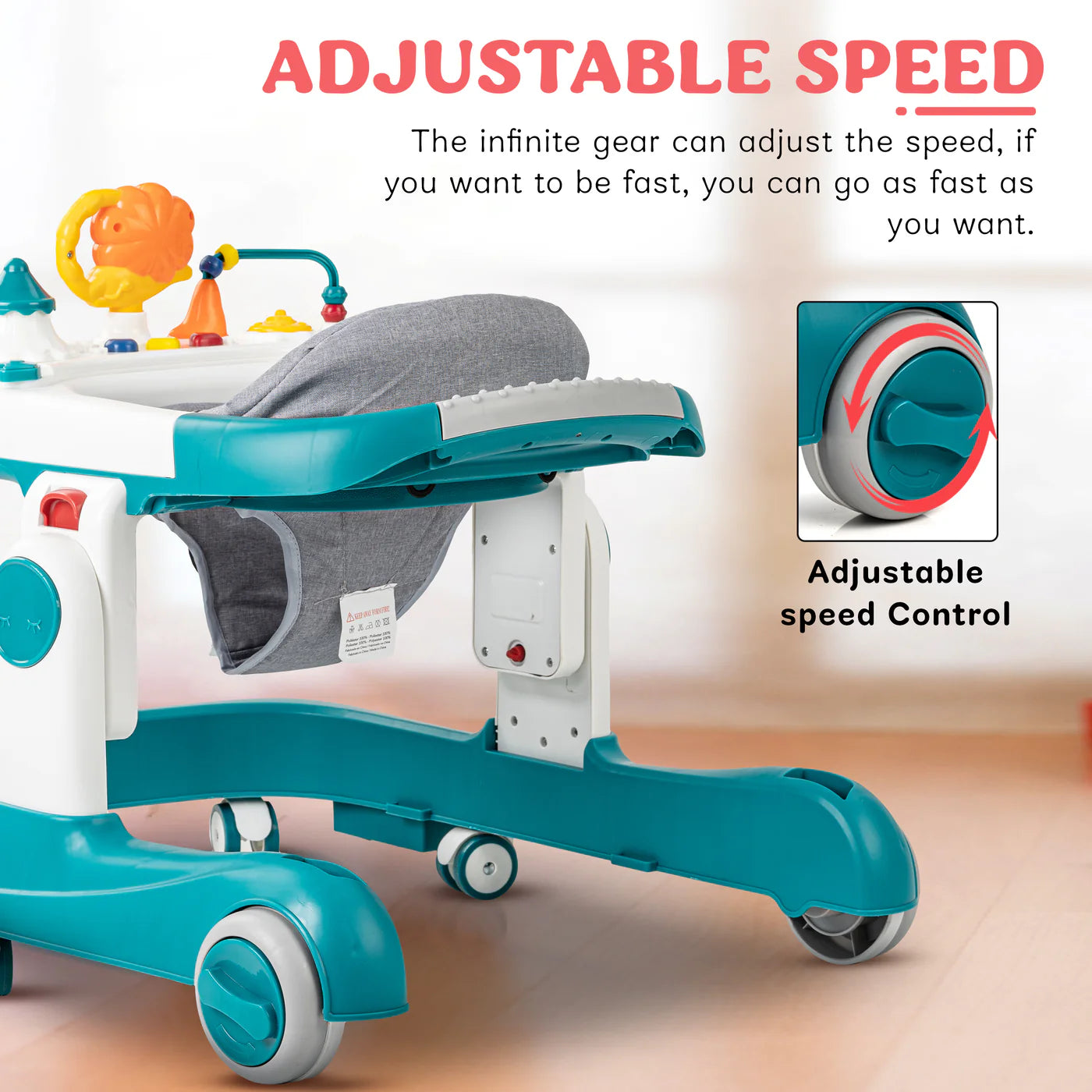 Astro Walker With 3 Adjustable Height and Musical Toy (GREEN)