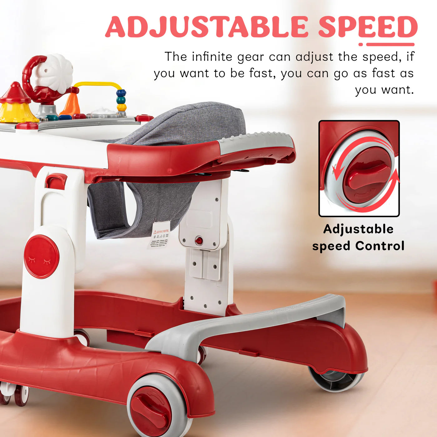 Astro Walker With 3 Adjustable Height and Musical Toy (RED)