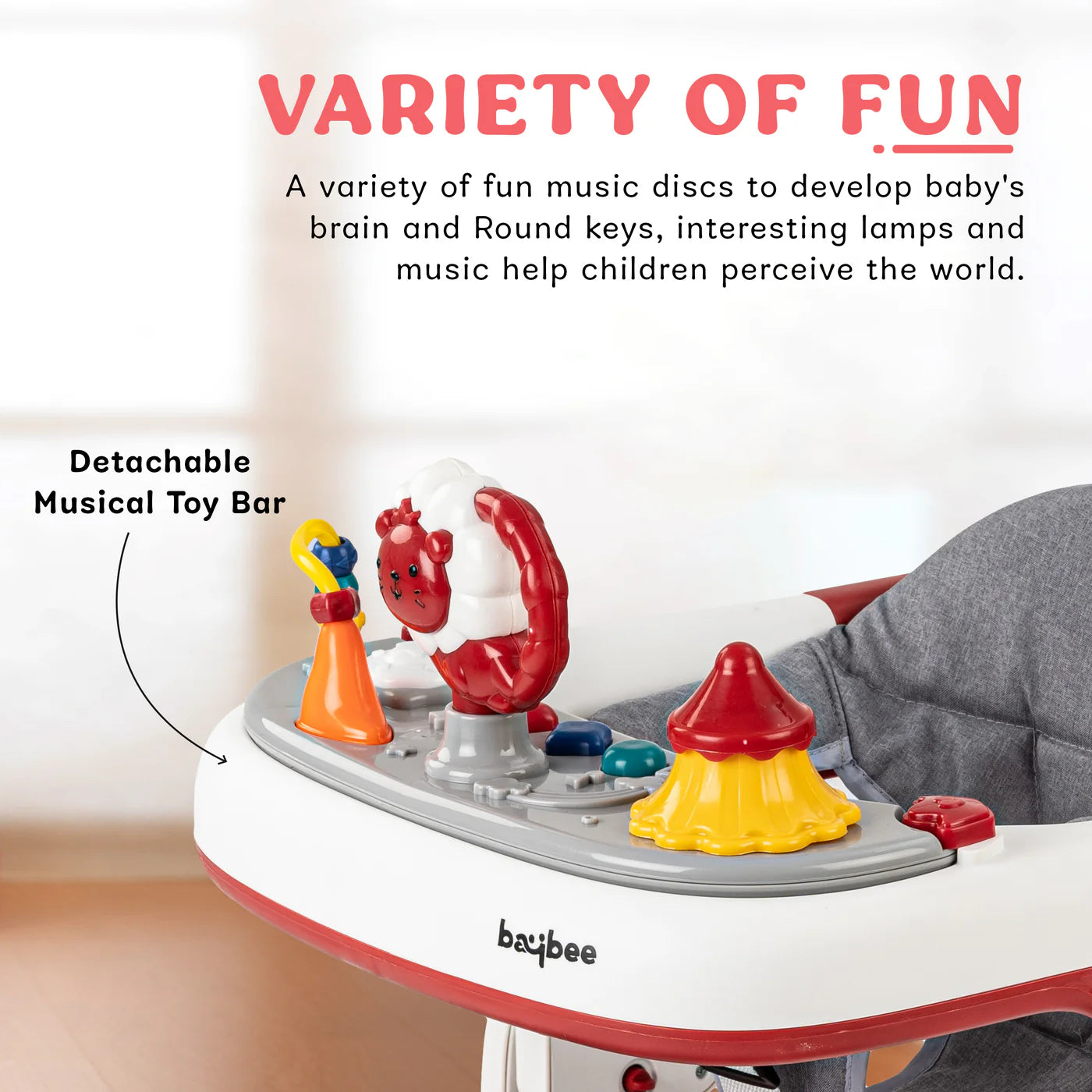 Astro Walker With 3 Adjustable Height and Musical Toy (RED)