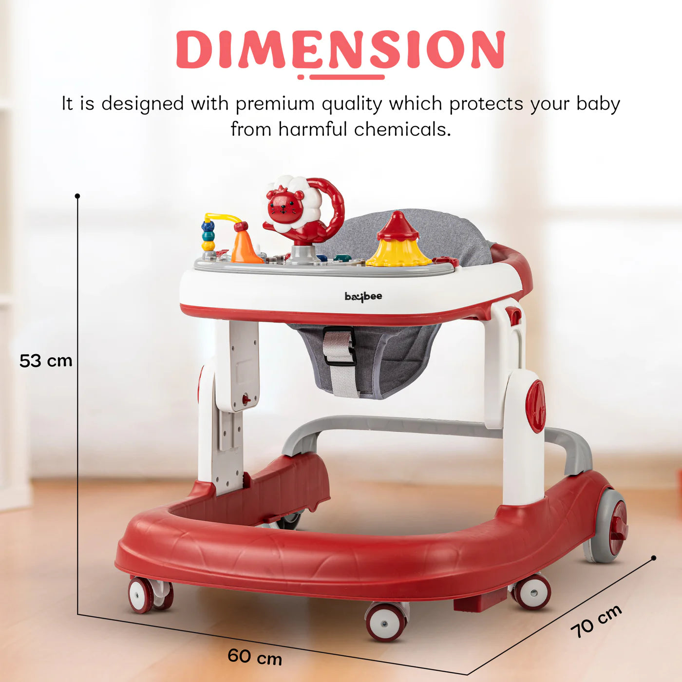 Astro Walker With 3 Adjustable Height and Musical Toy (RED)