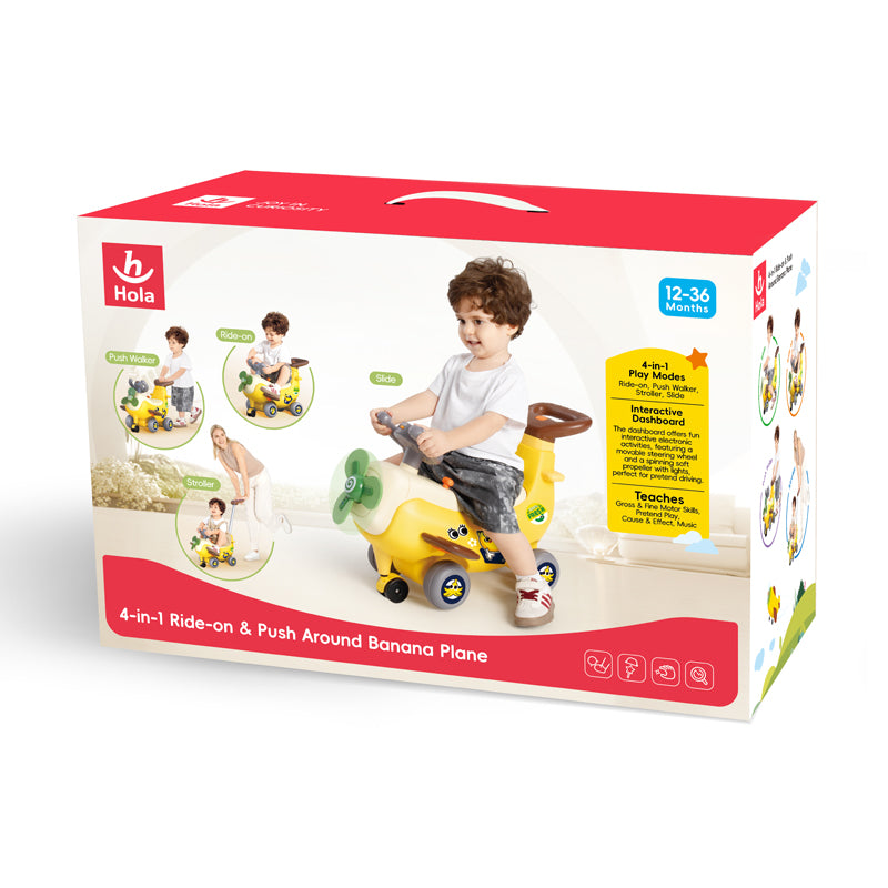 4-in-1 Ride-on & Push Around Banana Plane