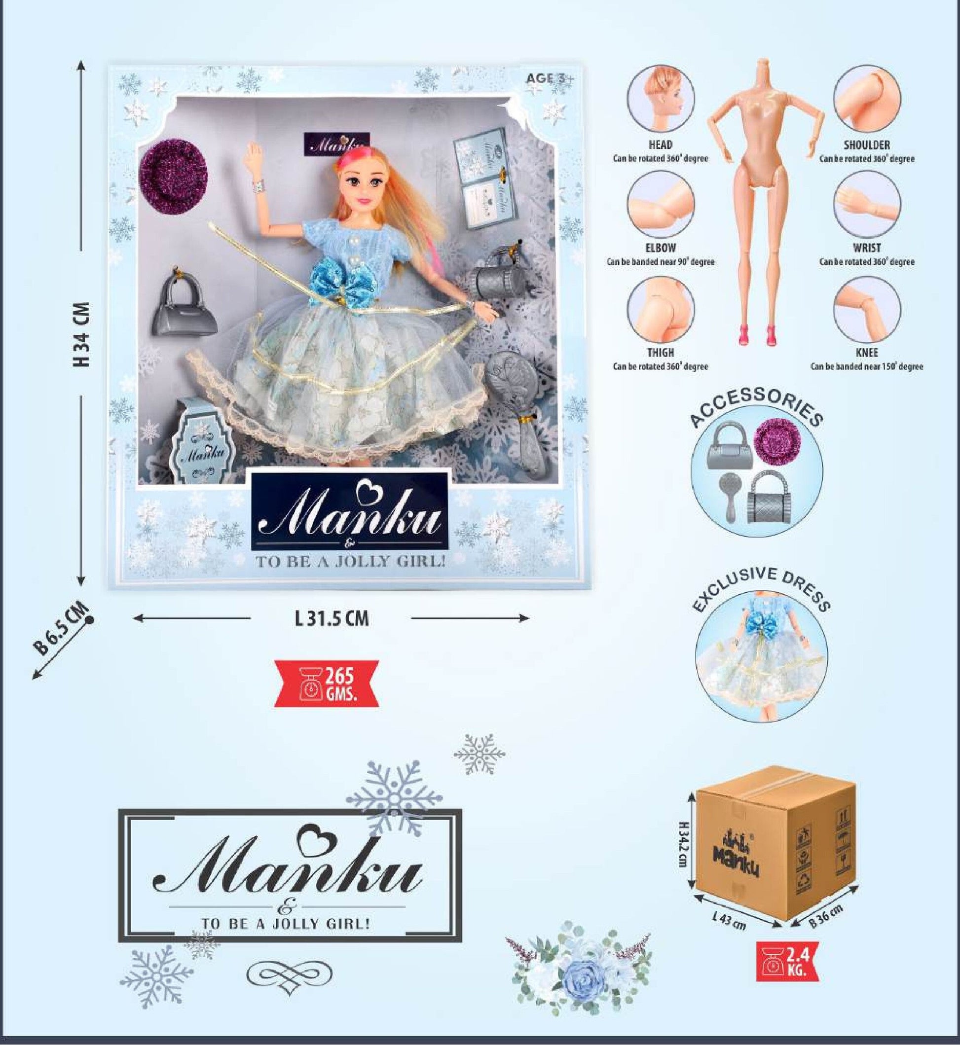 MANKUMT-1008 WHITE  DOLL
