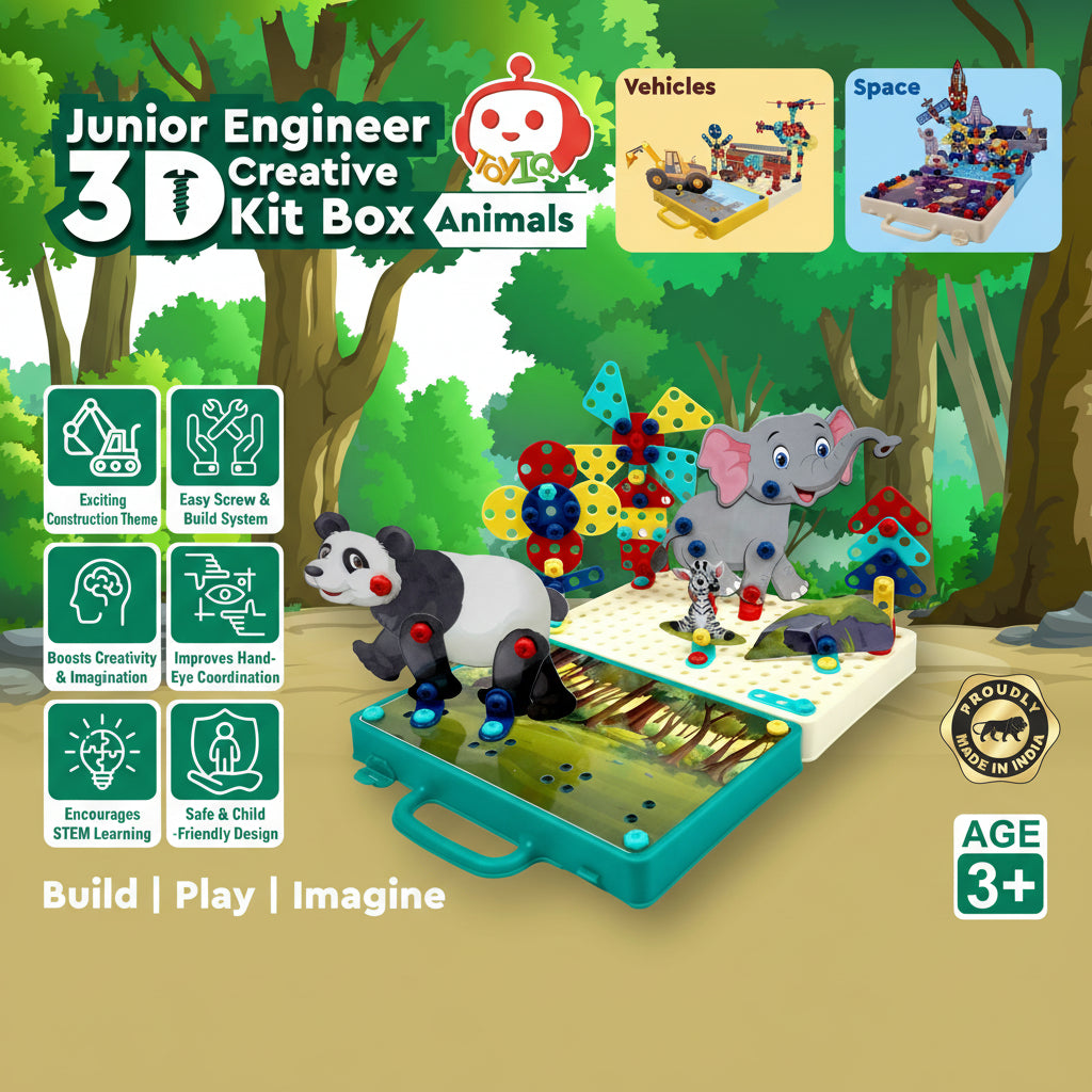 3D Space Construction Set with Electric Drill (Animals Kit)