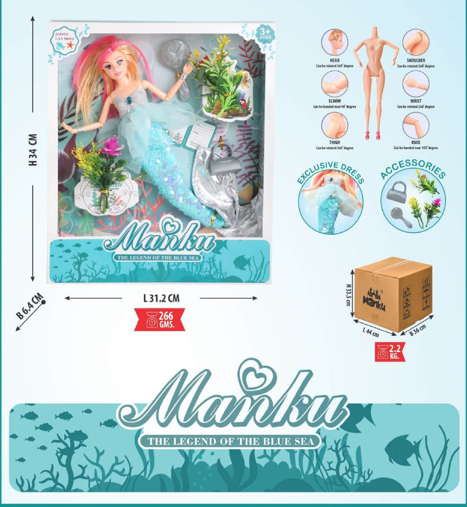 MANKUMT-1007 MERMAID DOLL