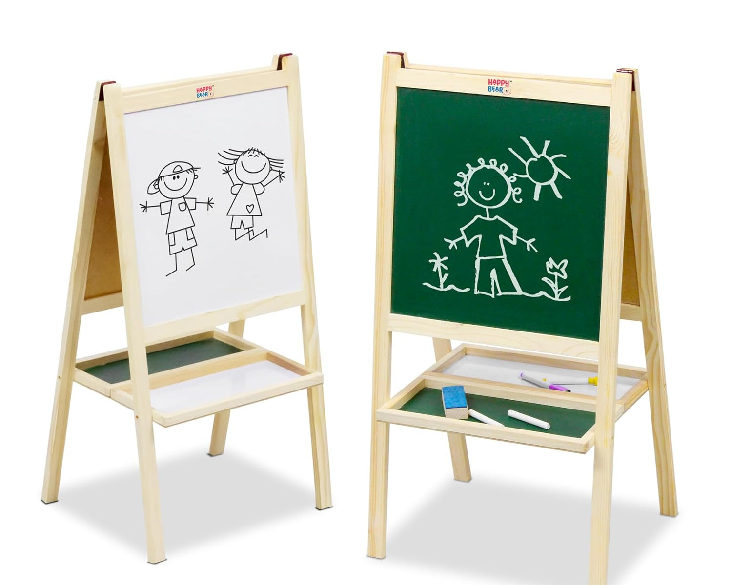 2 in 1 Wooden White Dry Erase Easel Board 