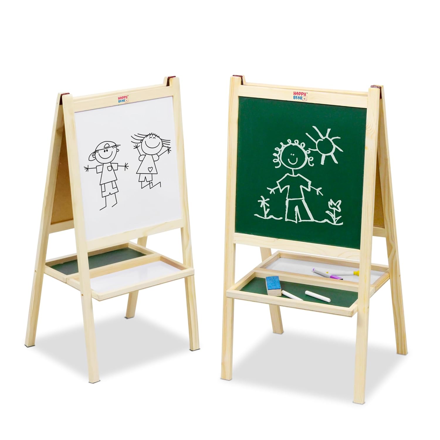2 in 1 Wooden White Dry Erase Easel Board