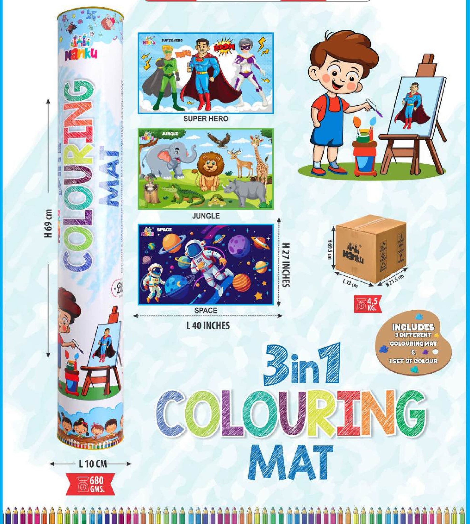 MANKU 3 IN 1 COLOURING MAT