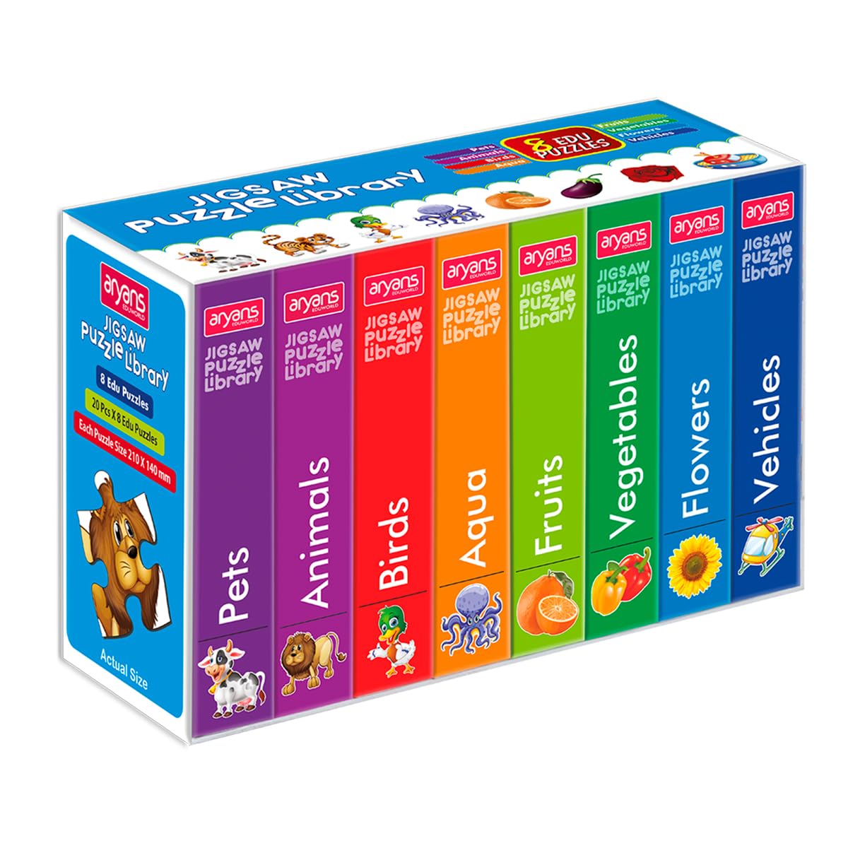 Jigsaw Puzzle Library for Kids | Set of 8 Edu Subjects | 160 Pcs Puzzle