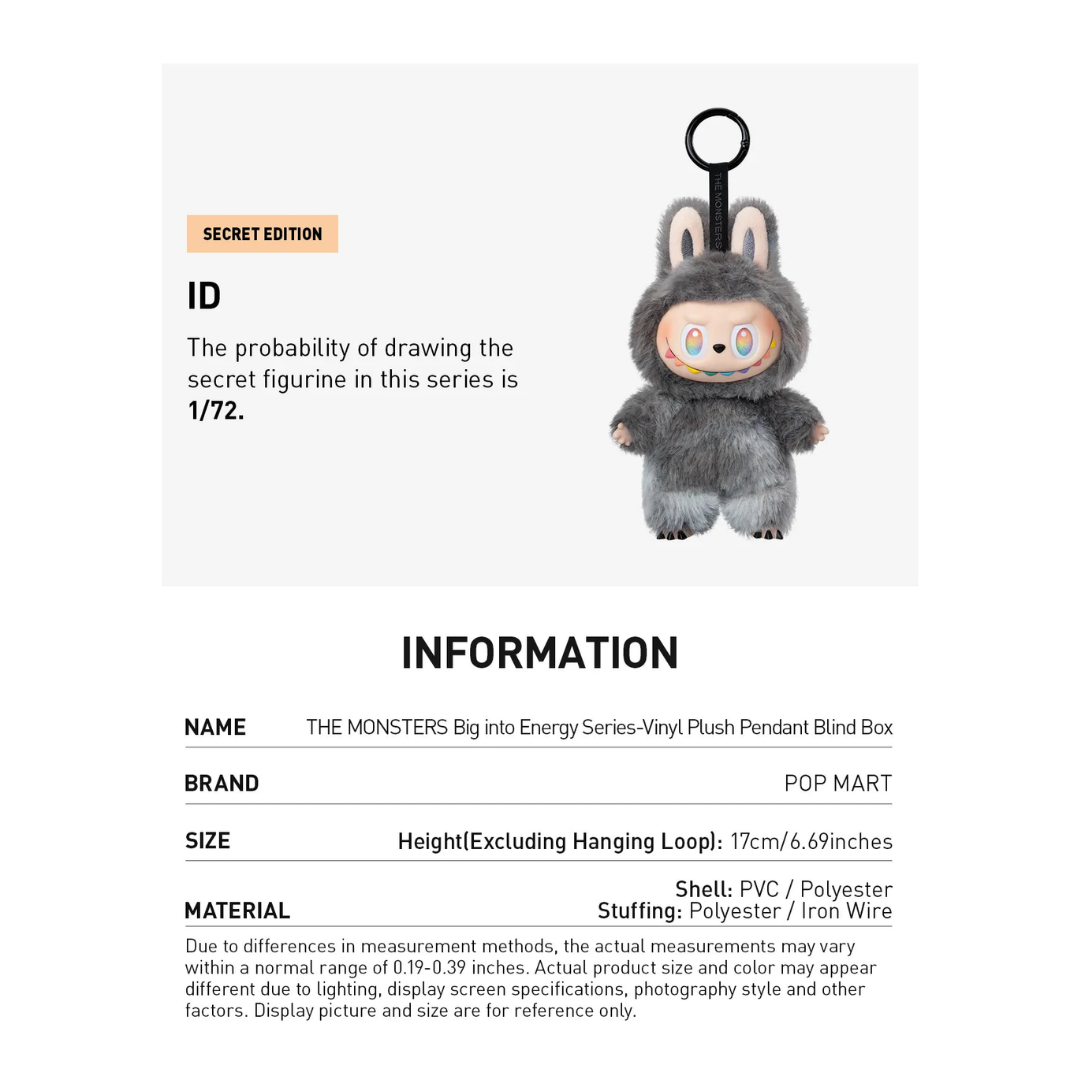 Cute Monsters Collectible Toy Big Into Energy Plush Blind Box