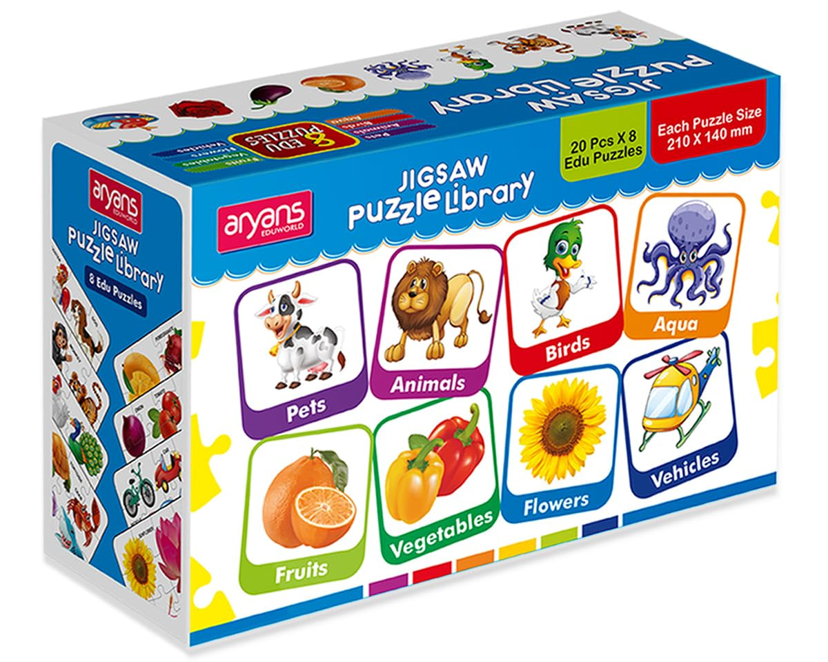 Jigsaw Puzzle Library for Kids | Set of 8 Edu Subjects | 160 Pcs Puzzle