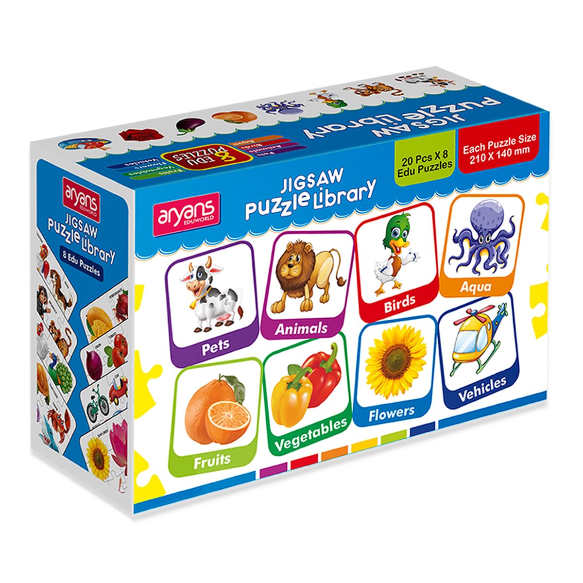 Jigsaw Puzzle Library for Kids | Set of 8 Edu Subjects | 160 Pcs Puzzle