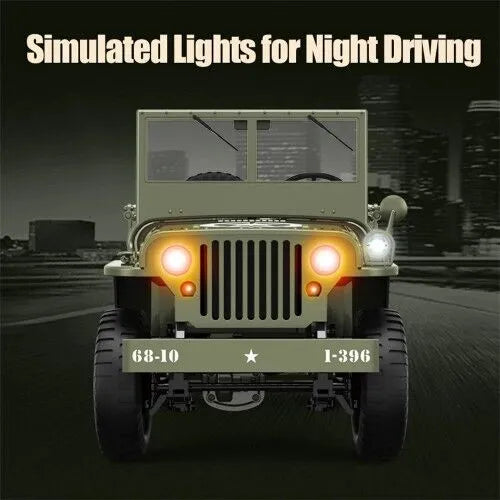4WD RC Willys Military Truck with Metal Frame & LED Lights
