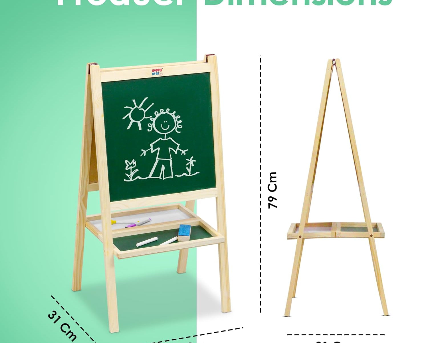 2 in 1 Wooden White Dry Erase Easel Board 