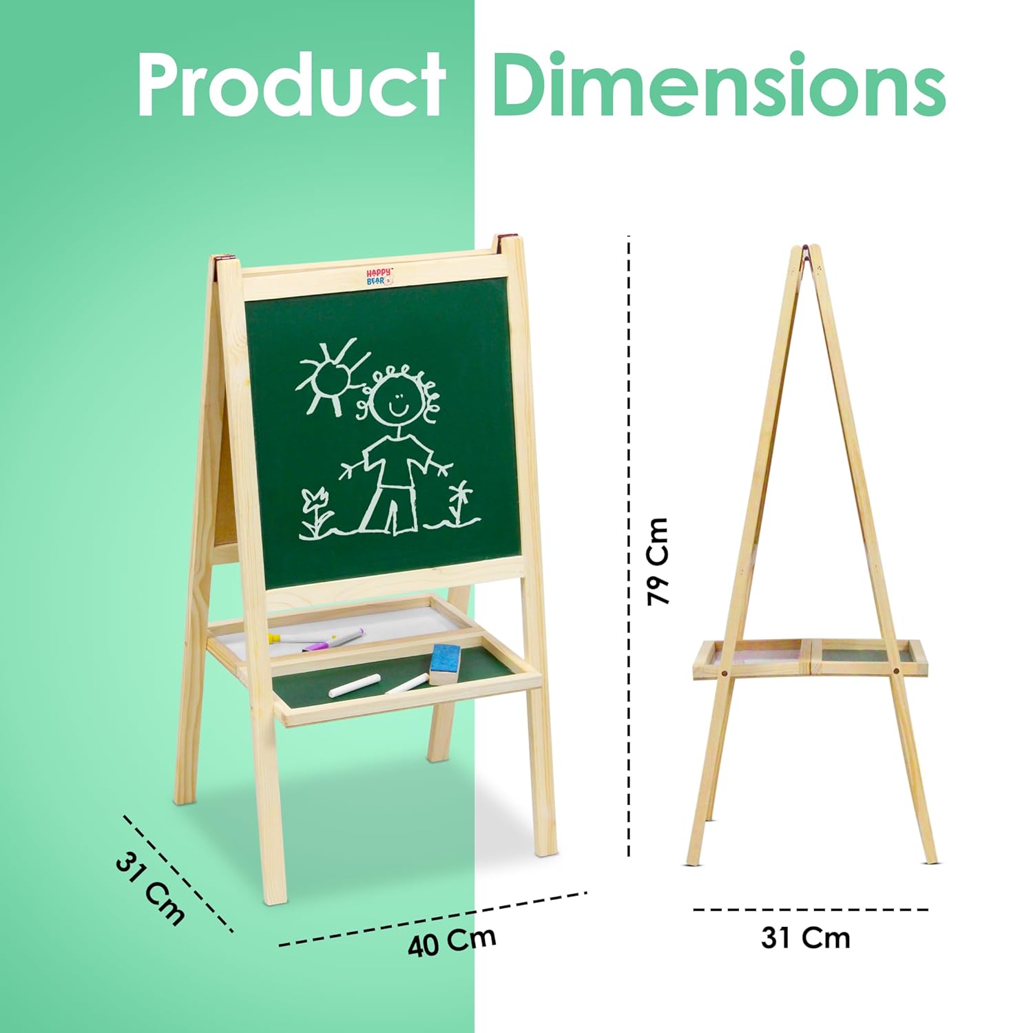 2 in 1 Wooden White Dry Erase Easel Board
