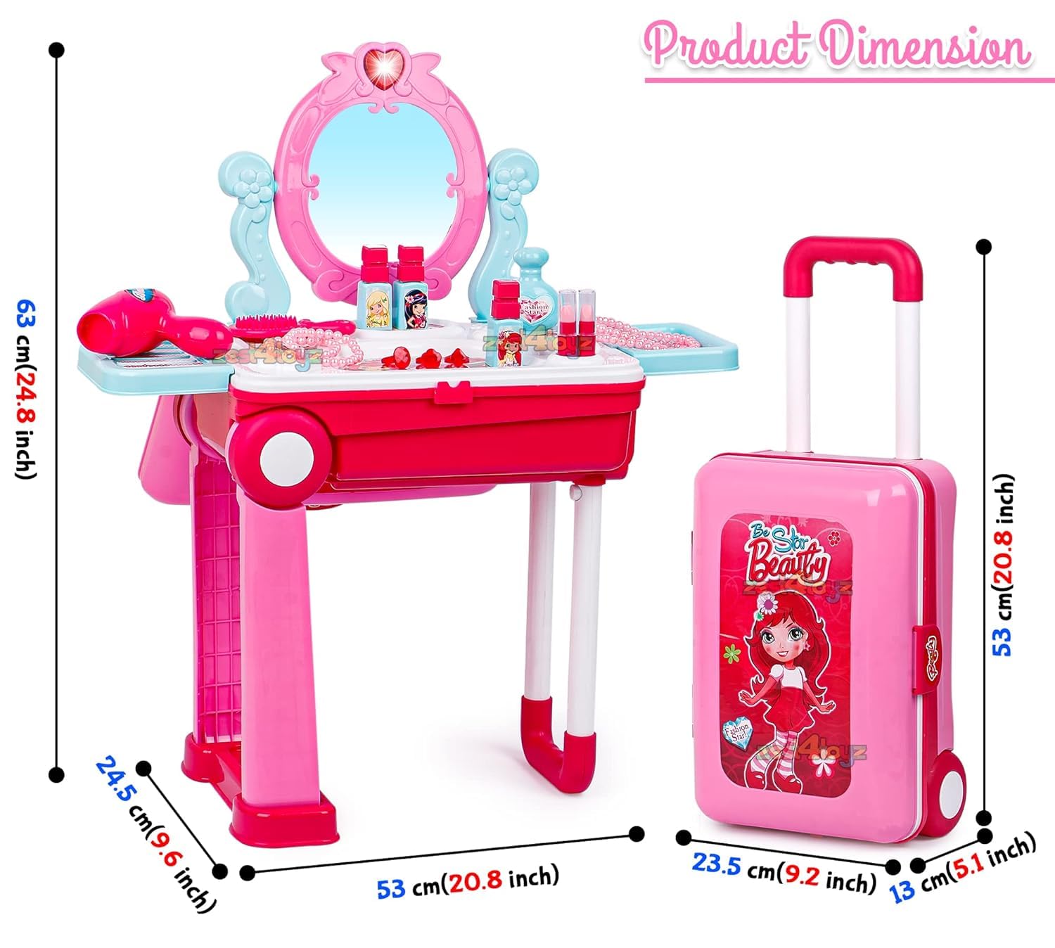 3 in 1 Beauty Makeup Plastic Pretend Play Set