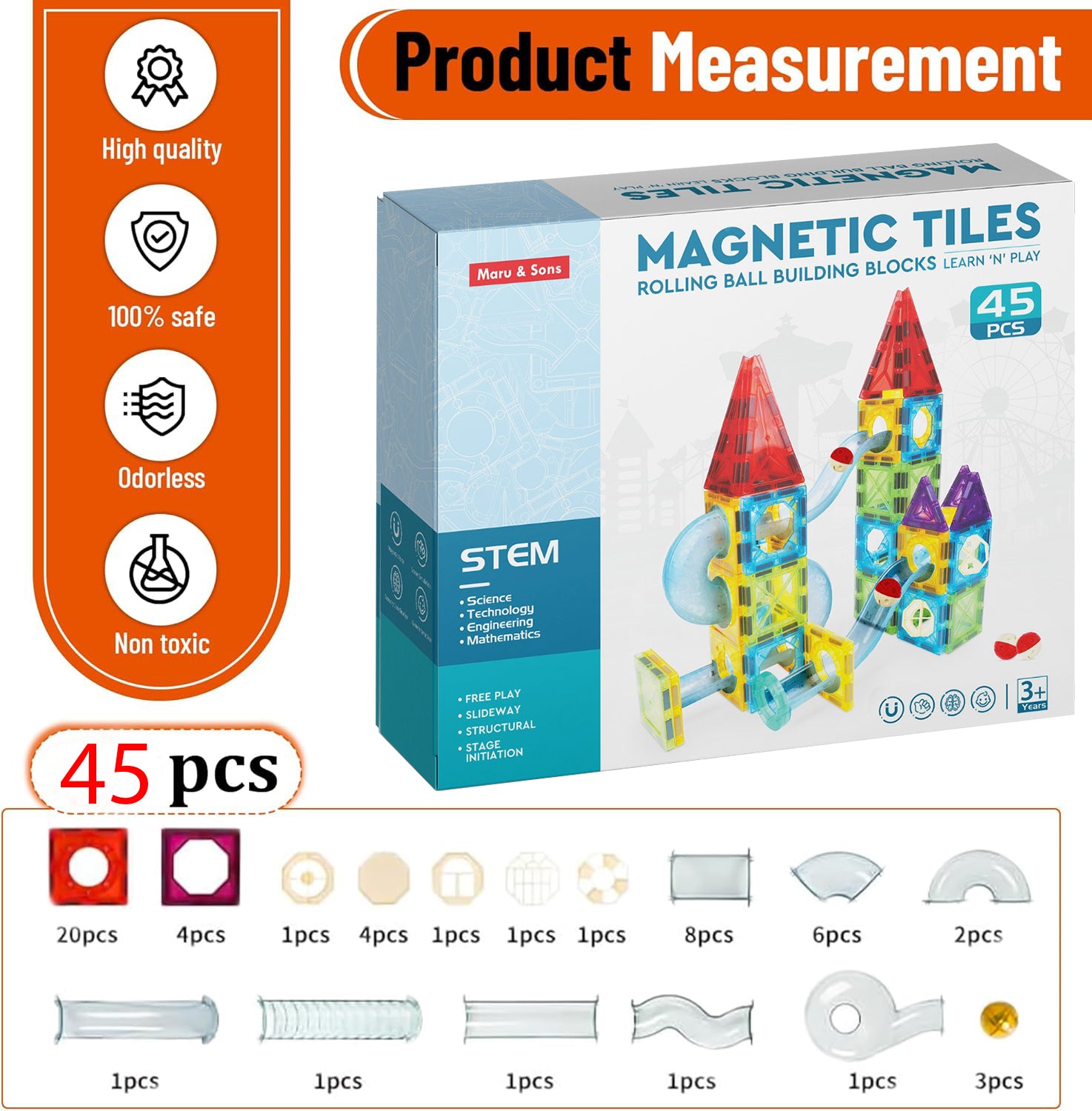 Magnetic Marble Run ball building blocks