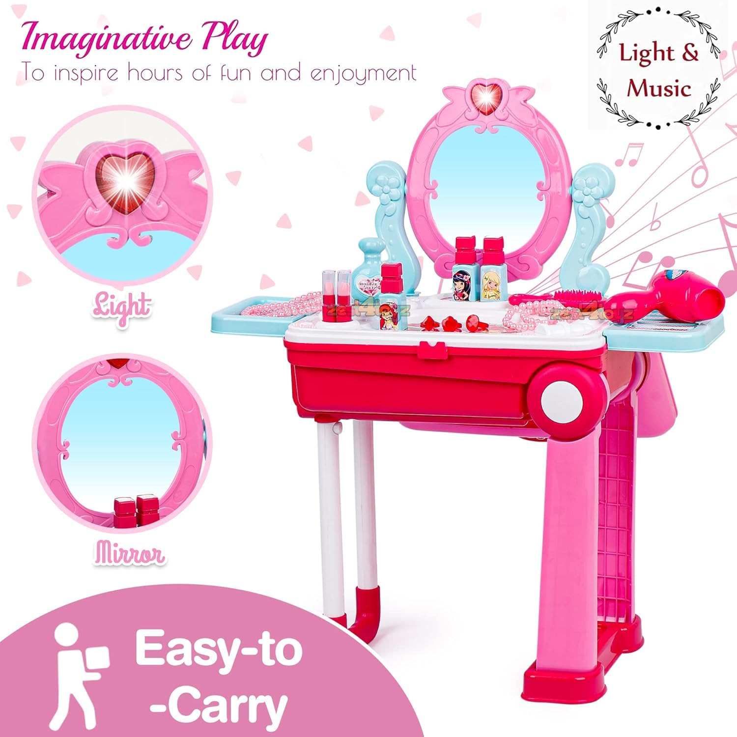 3 in 1 Beauty Makeup Plastic Pretend Play Set