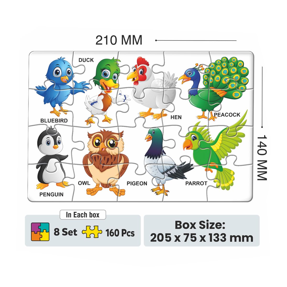 Jigsaw Puzzle Library for Kids | Set of 8 Edu Subjects | 160 Pcs Puzzle