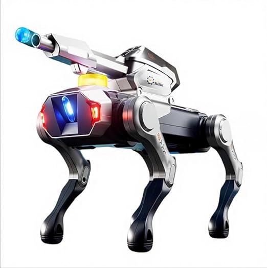 Advanced Intelligent Robot Dog Toy with Remote Control | Smart LED Robotic Puppy with Multiple Action Modes & USB Rechargeable Battery (Silver)