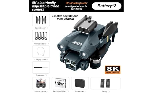 M3 Max Brushless Drone with 4K Camera, WiFi FPV, 1080P HD, Dual Foldable, RC Drone, Altitude Hold, Headless Mode, Visual Positioning, Auto Return, App Control, Multicolor