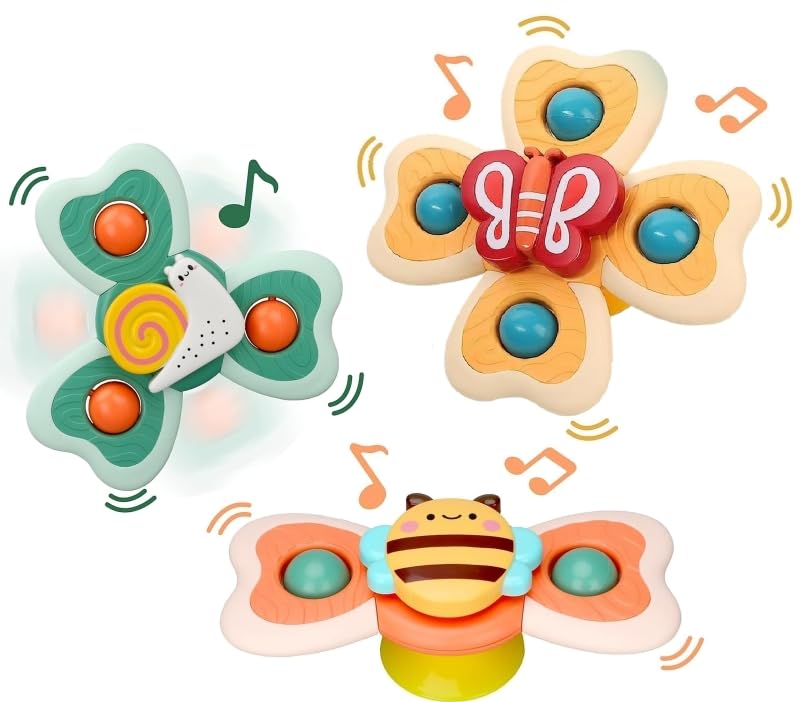 Stick & Spin Set of 3 Suction Cup Colorful bath toy