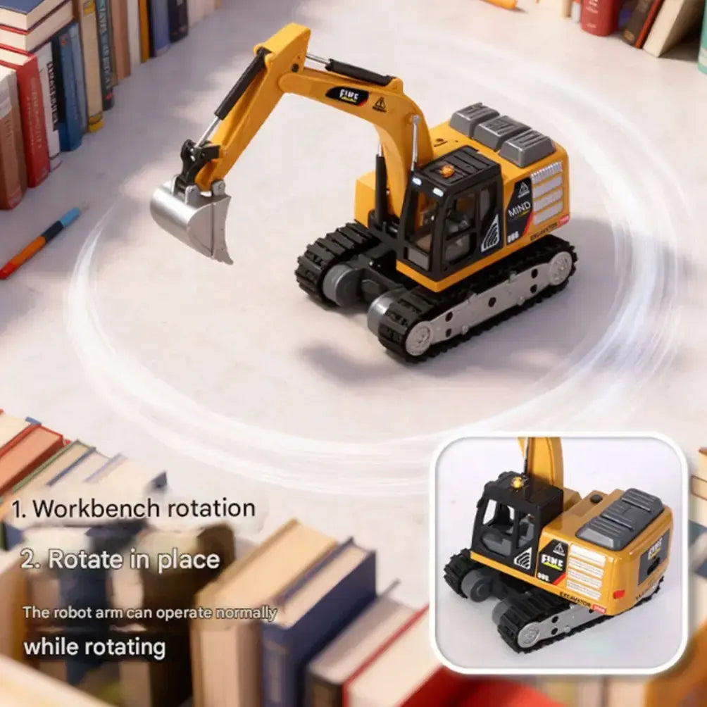 1:64 Scale Mini RC Excavator | Alloy Bucket | 270° Rotation | App Control | Lights & Sound