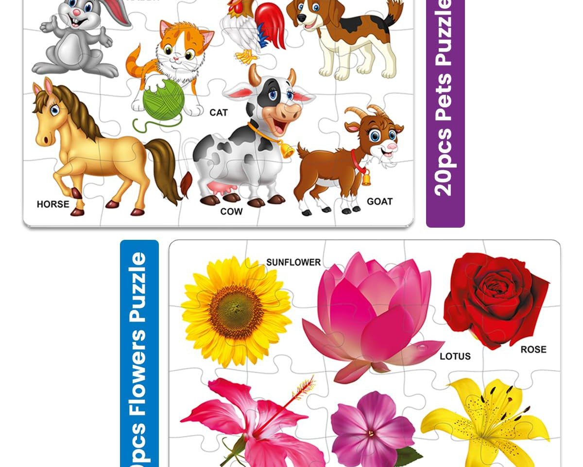 Jigsaw Puzzle Library for Kids | Set of 8 Edu Subjects | 160 Pcs Puzzle