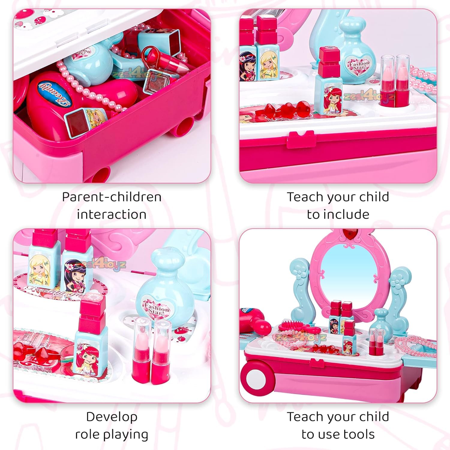 3 in 1 Beauty Makeup Plastic Pretend Play Set