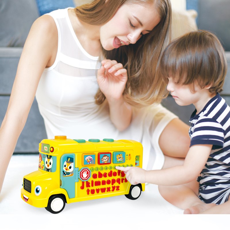 Kid ABC Learning Intellectual School Bus Activity Toy Vehicle With Music, Sounds, And Lights