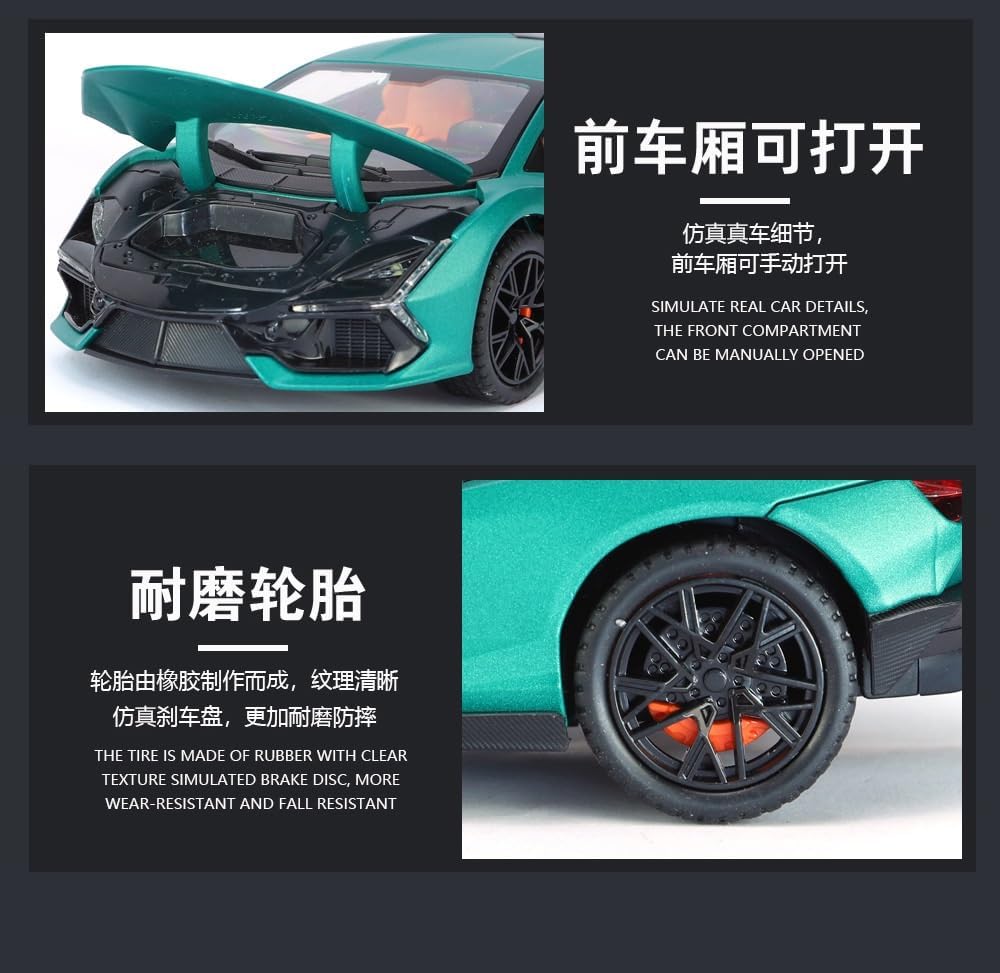 Lamborghini Revuelto Alloy Model Sound & Light Pull Back Toy (Green)