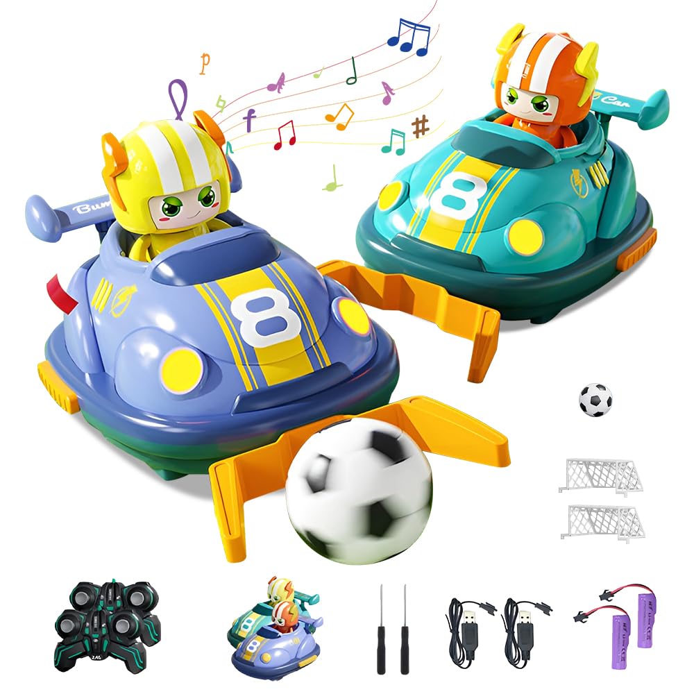 2.4G Football Match RC Bumper Car Toy Set with 2 Remote Control Cars, 2 Player Battle Soccer Game