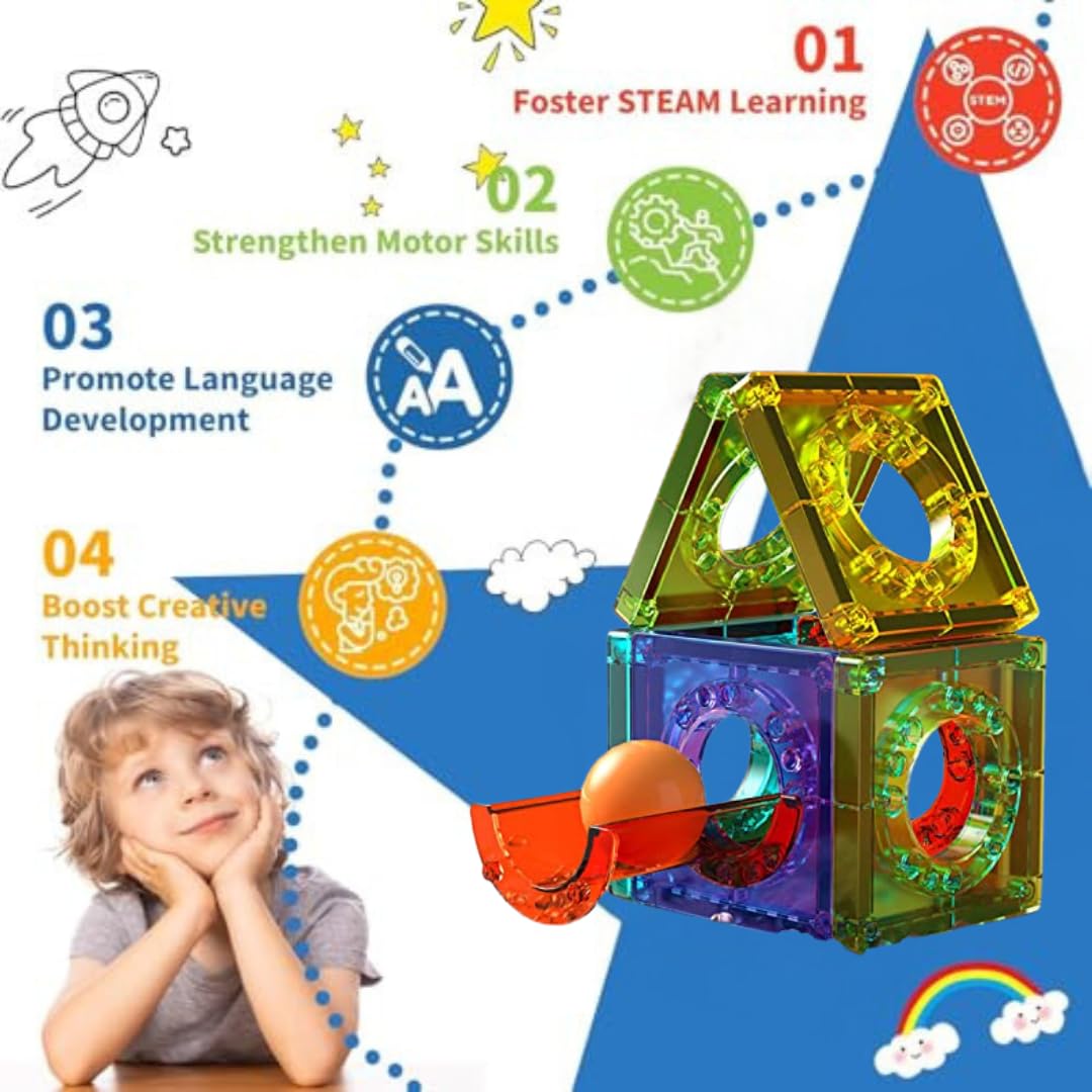 Magnetic Marble Run ball building blocks (75 pcs)