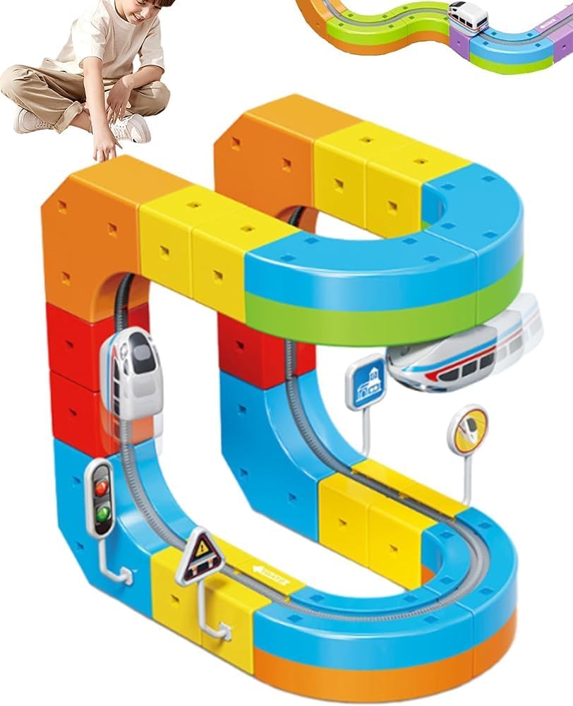 51 Pcs Track Fusion Train, Fun STEM Anti Gravity Race Track & Rail Cube Monorail