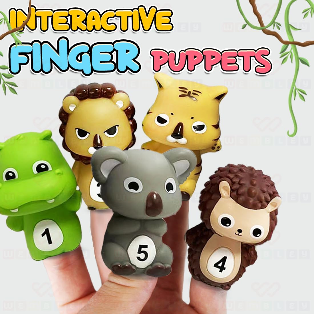 5 Pcs Wild Animal Finger Puppet Toy