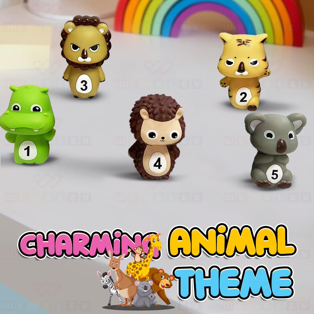 5 Pcs Wild Animal Finger Puppet Toy