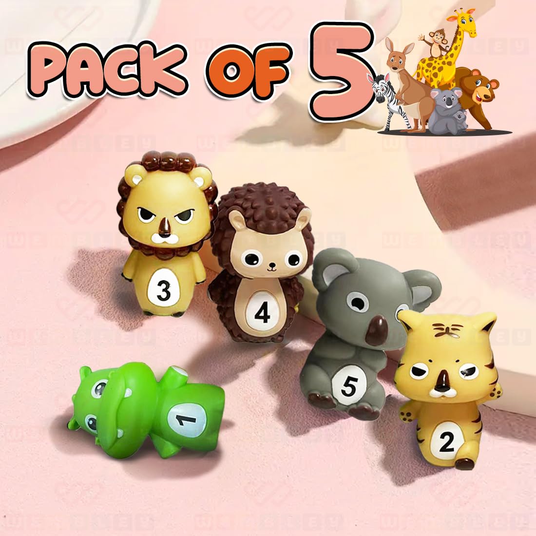 5 Pcs Wild Animal Finger Puppet Toy