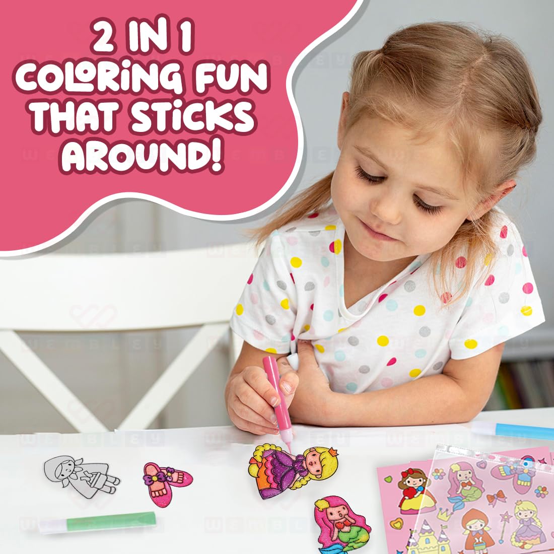 Wembley 2 in 1 Window & Sticky Art Princess Theme