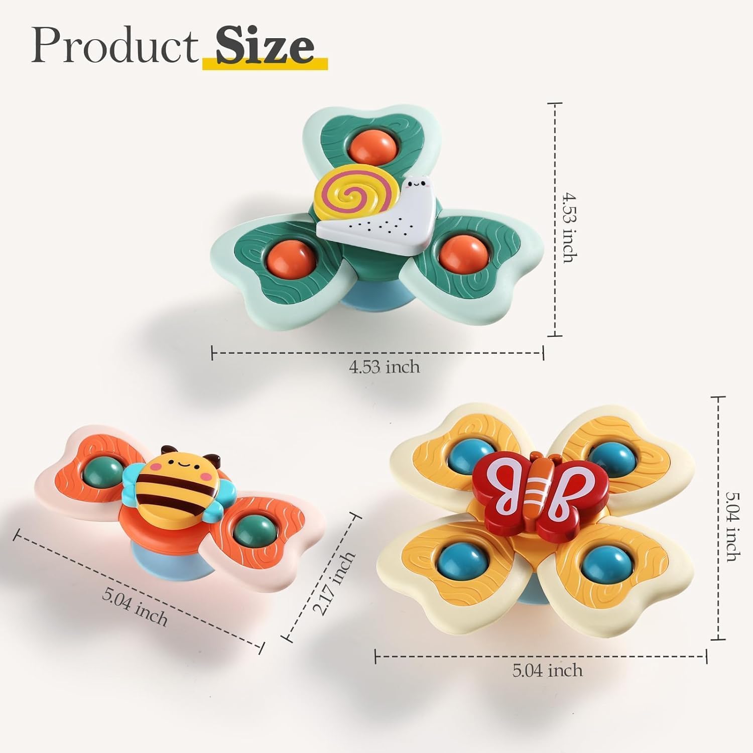 Stick & Spin Set of 3 Suction Cup Colorful bath toy