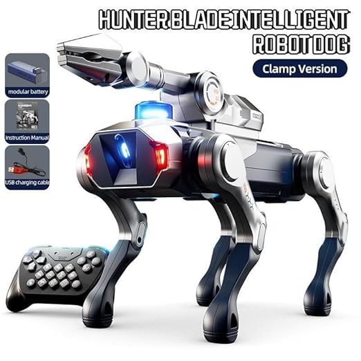 Advanced Intelligent Robot Dog Toy with Remote Control | Smart LED Robotic Puppy with Multiple Action Modes & USB Rechargeable Battery (Silver)