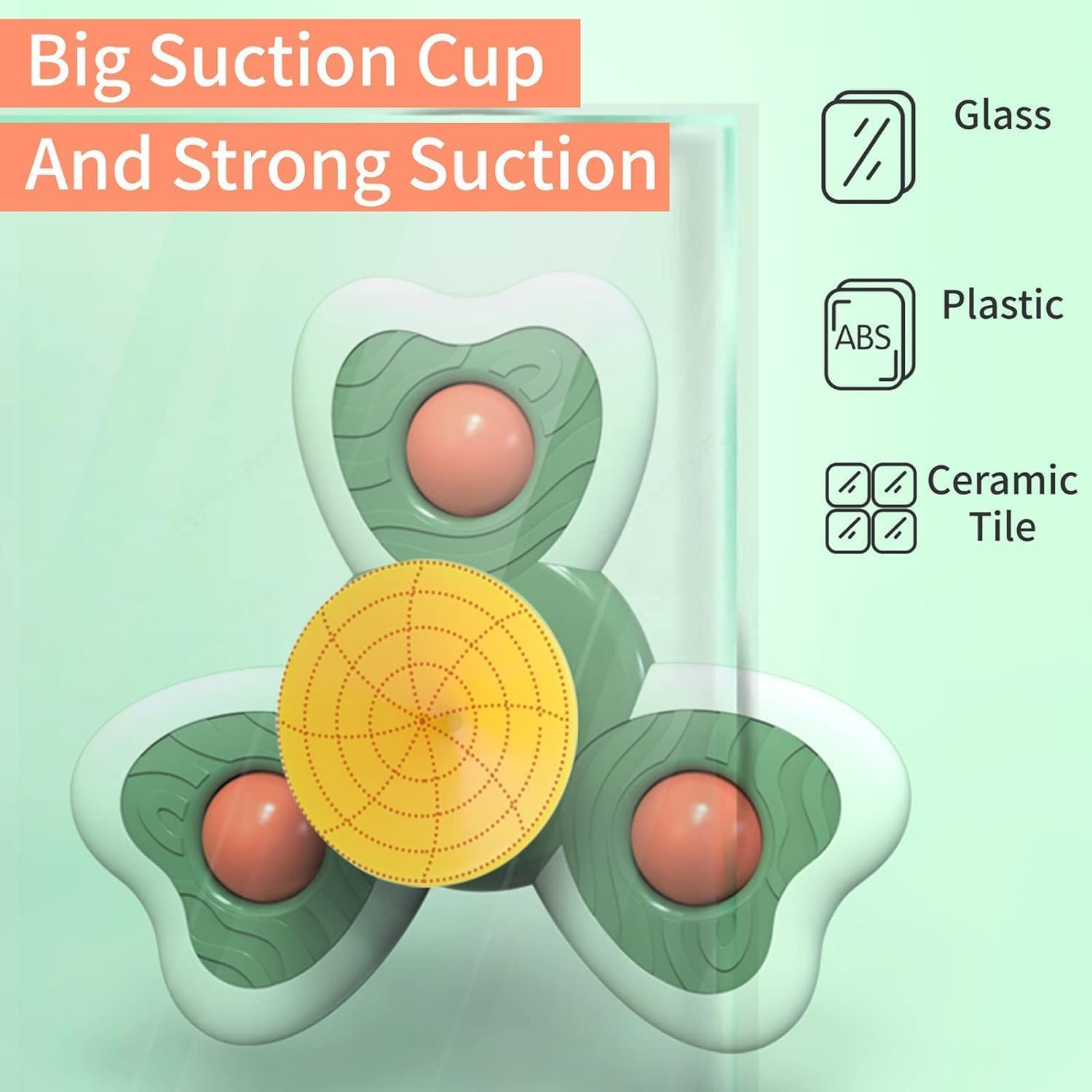 Stick & Spin Set of 3 Suction Cup Colorful bath toy