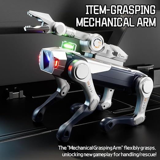 Advanced Intelligent Robot Dog Toy with Remote Control | Smart LED Robotic Puppy with Multiple Action Modes & USB Rechargeable Battery (Silver)