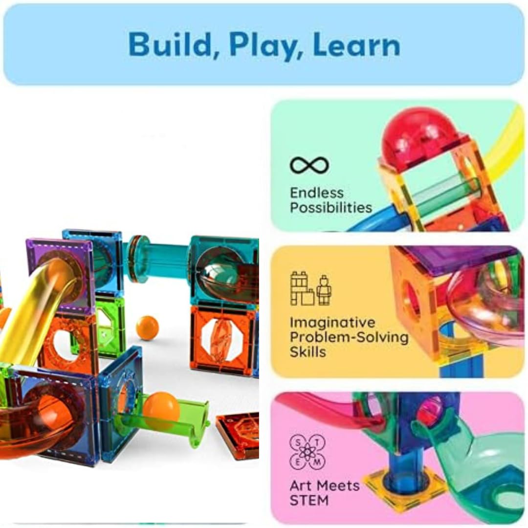 Magnetic Marble Run ball building blocks (75 pcs)