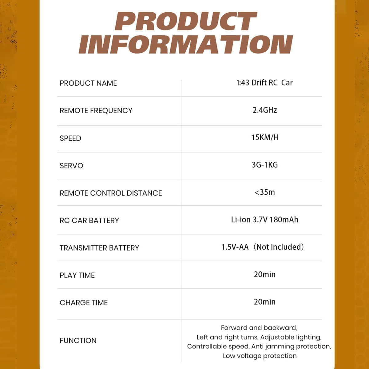 1/43 Scale RC Drift Racing Car