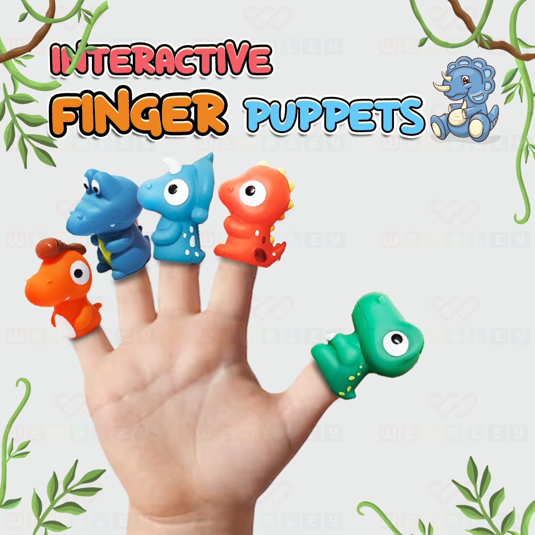 5 Pcs Dino Finger Puppet Toy